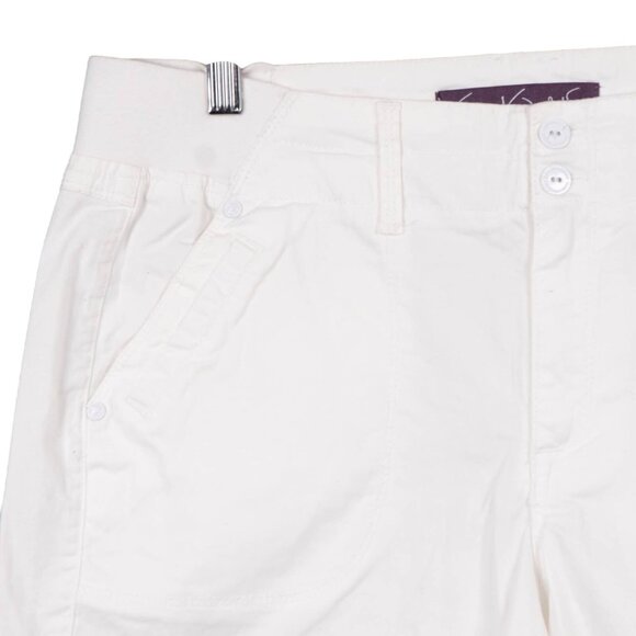 Gloria Vanderbilt Shorts 10 Womens White Cargo Pockets Elastic Waist Cotton - Picture 2 of 5